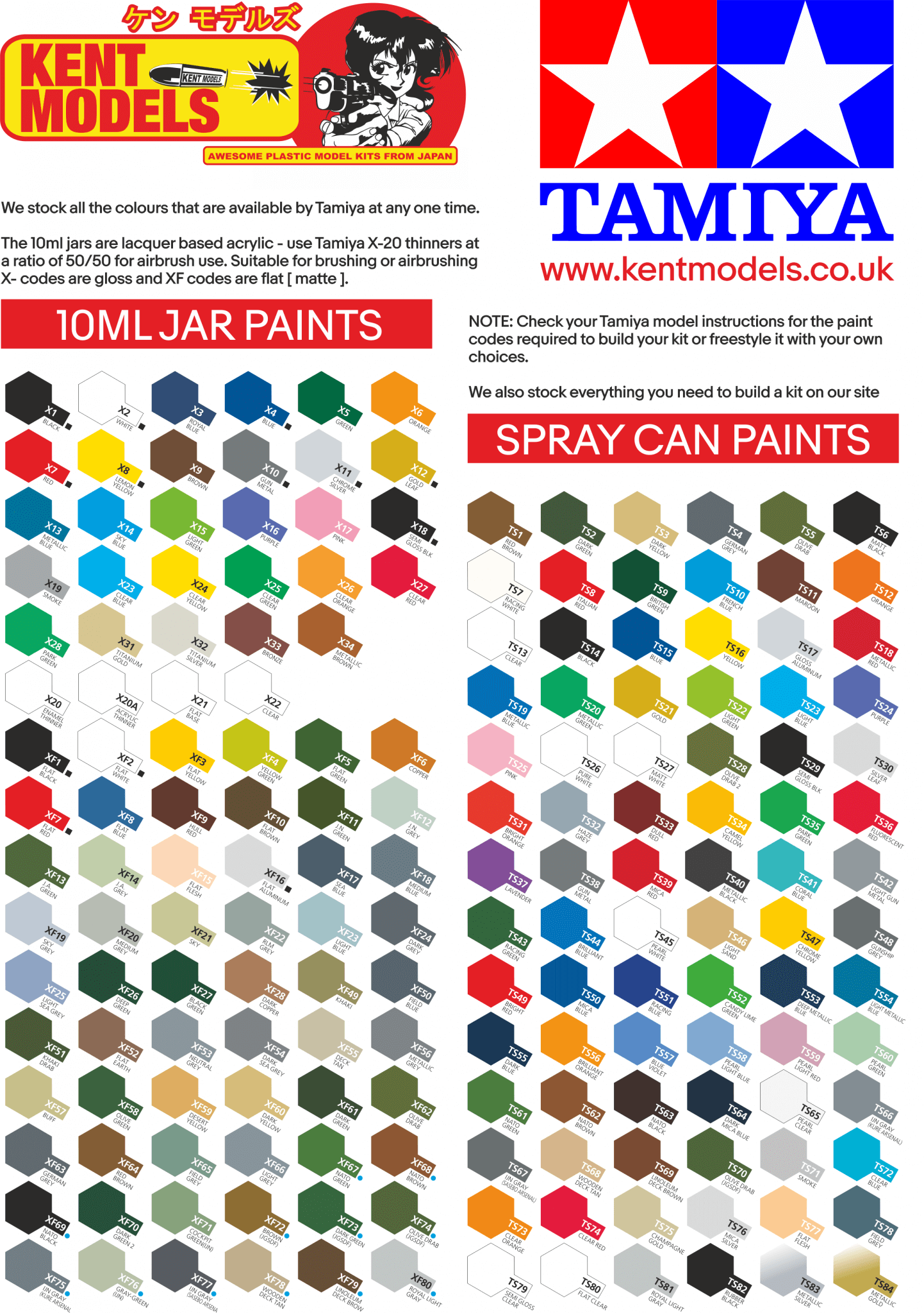 Tamiya TS Spray Paint - Huge Colour Range - Kent Models